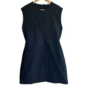 Everlane sleeveless black cotton crew neck mini dress size 8 excellent condition